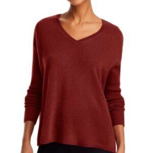 C by Bloomingdale’s Cashmere V-Neck Sweater [NWT, Size Small, Dark Sienna]